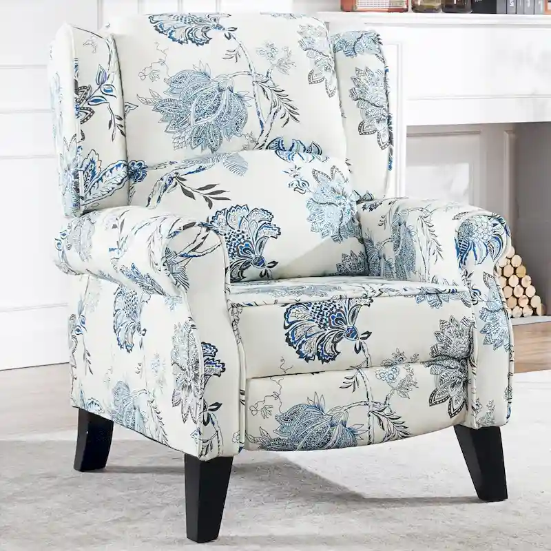 HOMYKA Polyested Upholstered Pushback Recliner Accent Chair Wingback Armchair