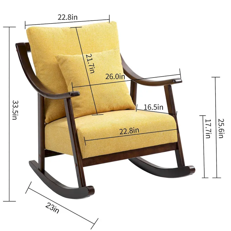 Woven Fabric Upholstered Modern Rocking Chair with Solid Wood Frame