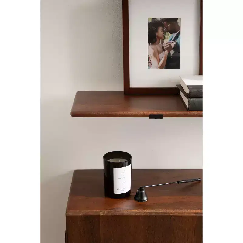 Kate and Laurel Atwood Wall Shelf, Black and Walnut Brown, 32x10x30