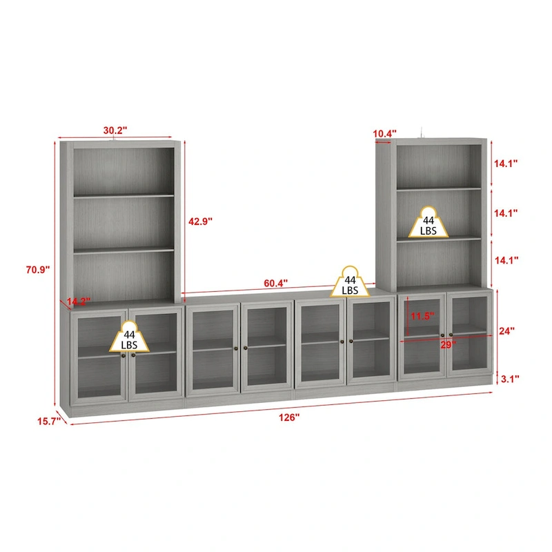 Home Media Center Sleek Design with Ample Shelving and Glass Accents