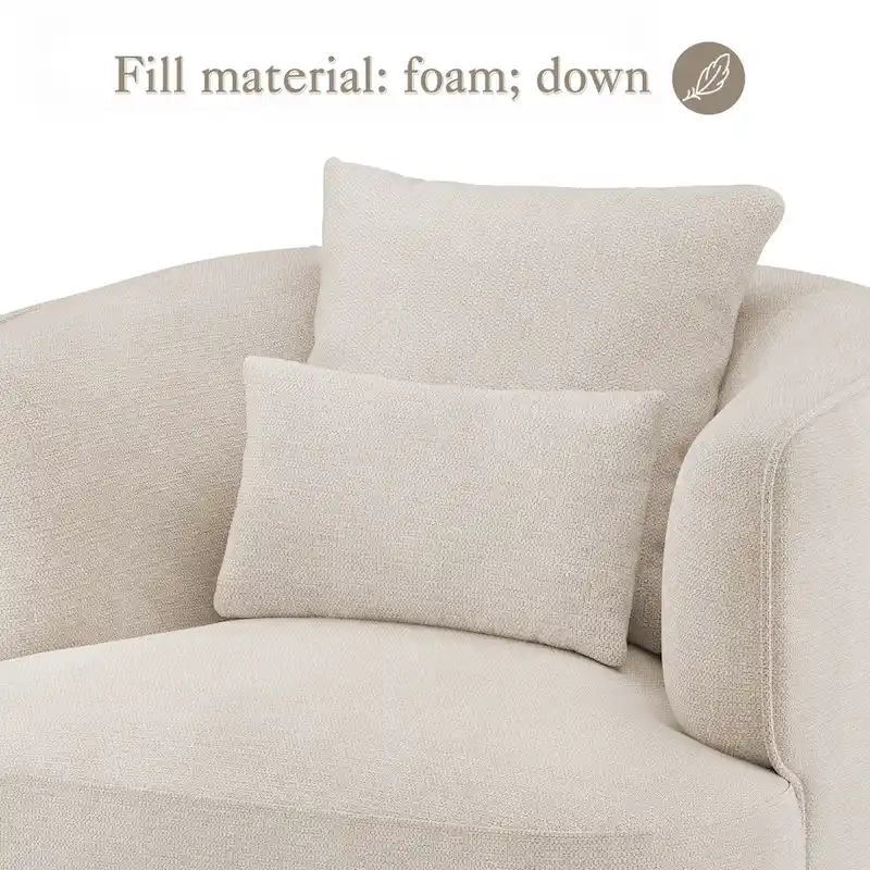 LUE BONA 2 Set Swivel Accent Armchair Fabric Blend, Modern Barrel Living Room Sofa Chair - 32.7 W x 32.7 D x 26.8 H