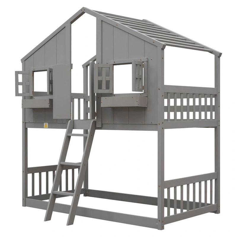 win over Twin House Bunk Bed with Roof
