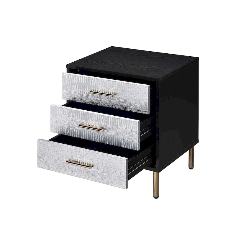 3 Drawers Nightstand with Metal Legs