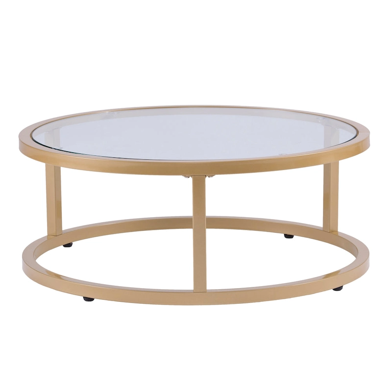 SEI Furniture Grant Round Gold Nesting Coffee Table - Set of 2
