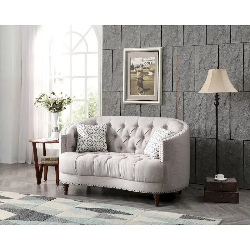 Charleston Tufted Fabric Loveseat
