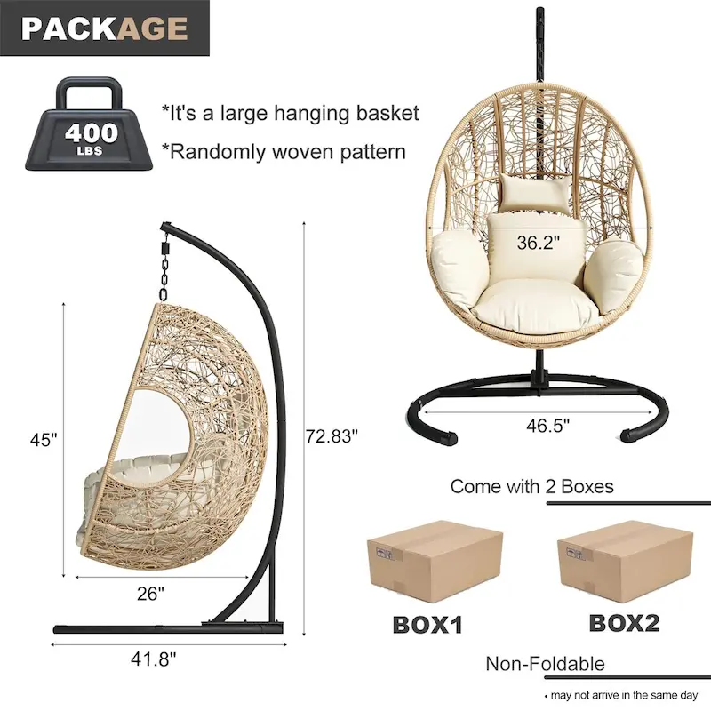 New Comming Outdoor Indoor PE wicker Swing Egg Chair