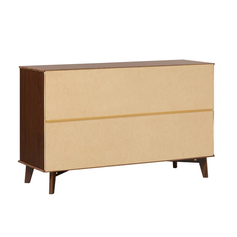 Natural Pine Wood 6-Drawer Dresser with Metal Handles