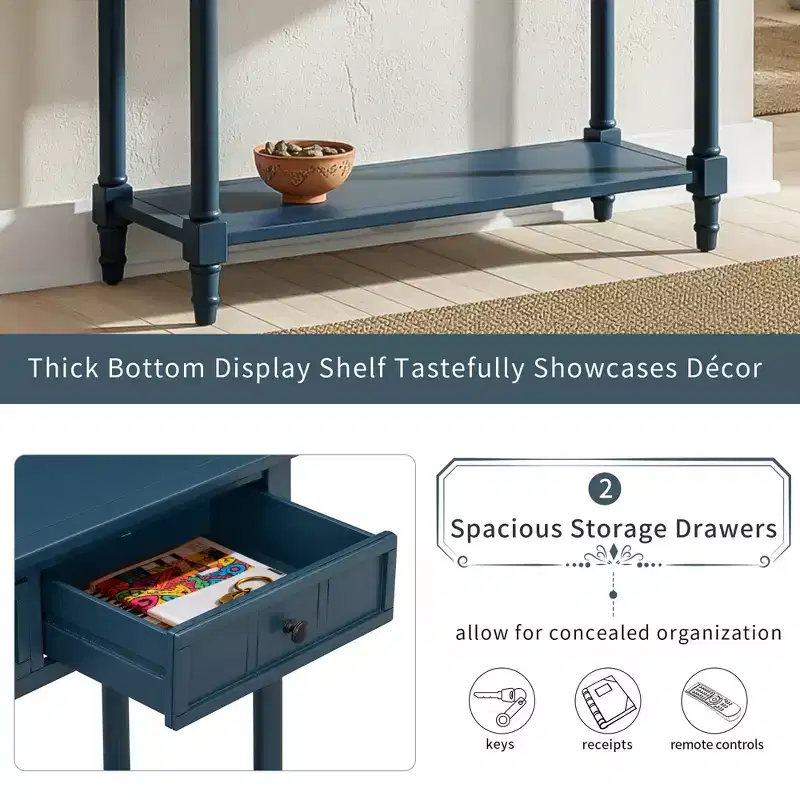GDFStudio Darren Traditional Entryway Console Table with 2 Drawers and Bottom Shelf