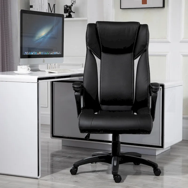 Vinsetto Ergonomic Office Chair Adjustable Height PU Leather Rocker 360? Swivel Home Task Seat, Black