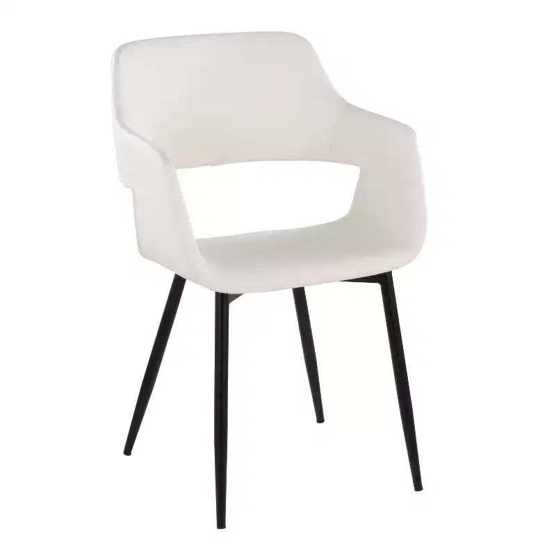 LumiSource Set of 2 Margarite Dining Chair Black PU Metal/White