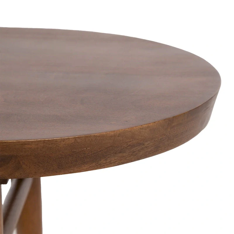 Oval Solid Wood Coffee Table, Natural, Mid-Century Style