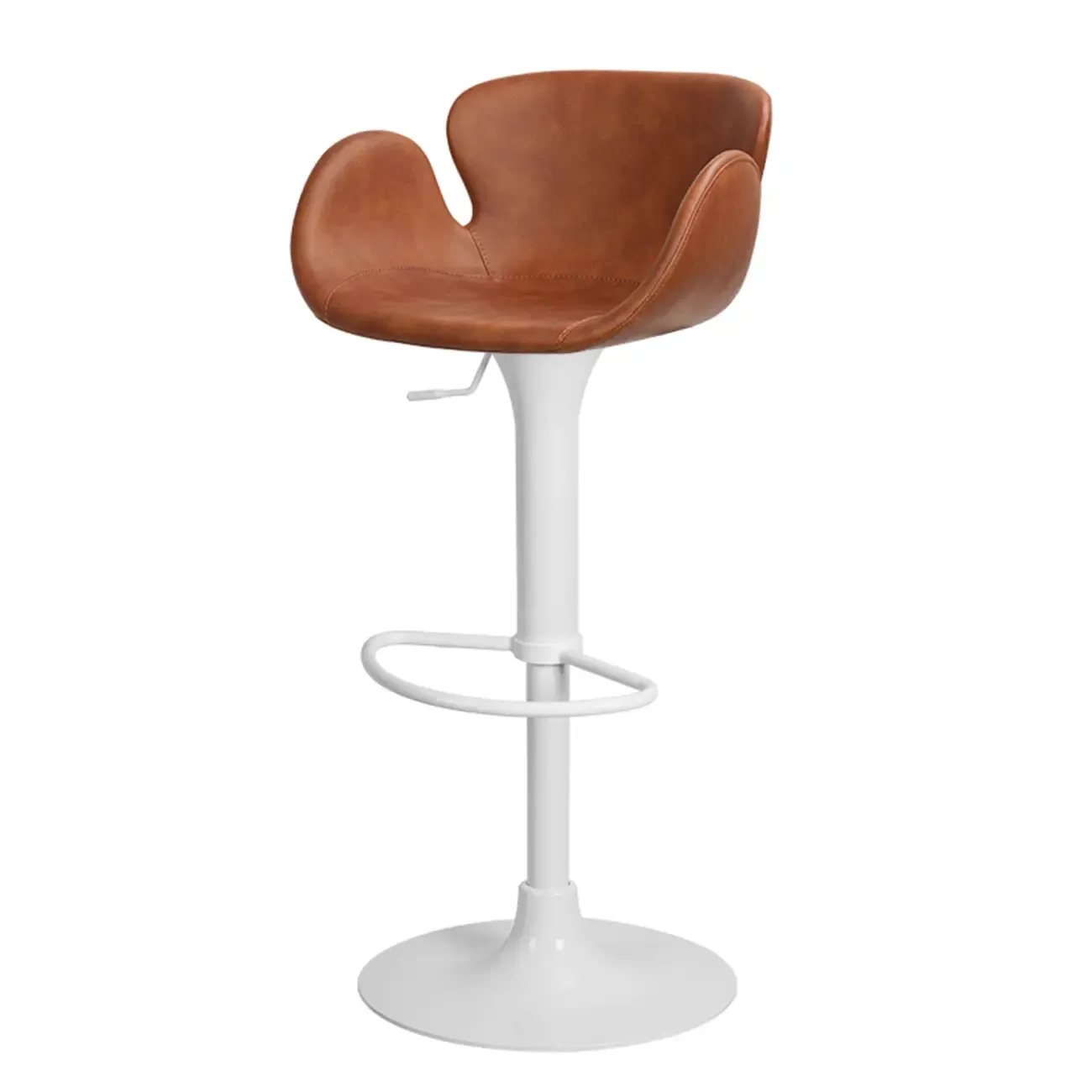 Adjustable Height Swivel Distressed Leather Bar Stools with Back