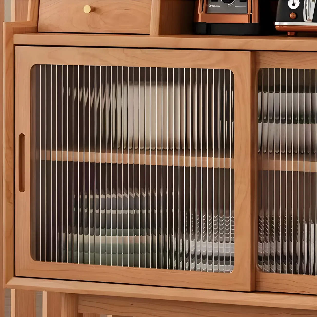 Scandinavian Natural Wood Sideboard with Shelf & Drawer