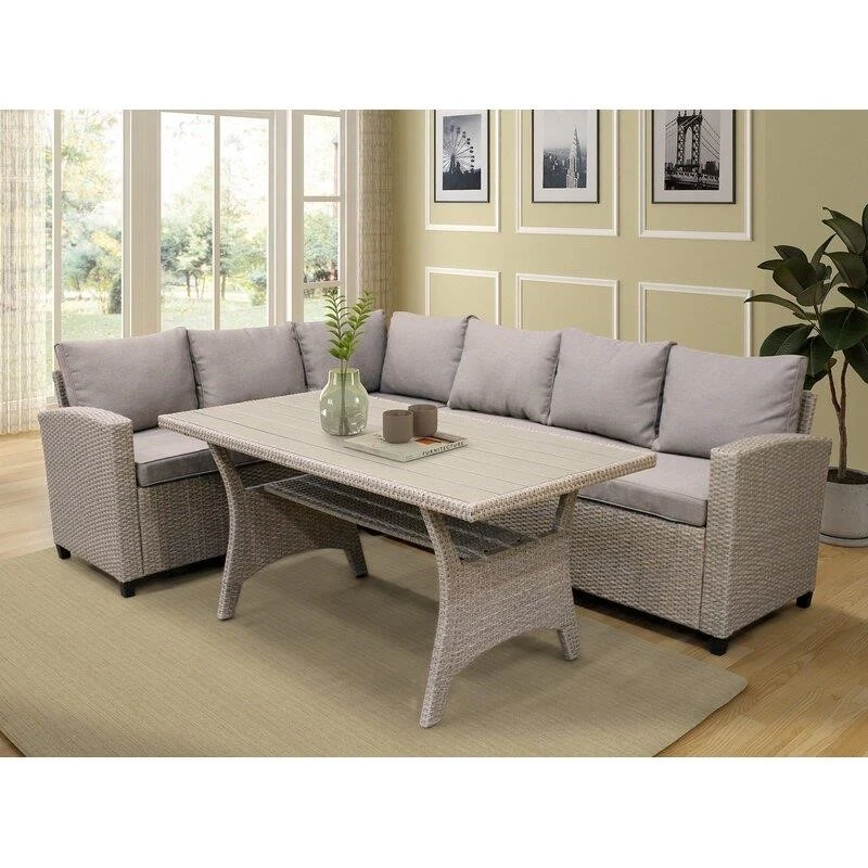 Delia 3 - Piece Rattan Seating Group with Cushions