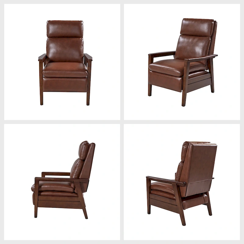 Patrick Mid-century Vegan Leather Solid Wood Recliner by HULALA HOME
