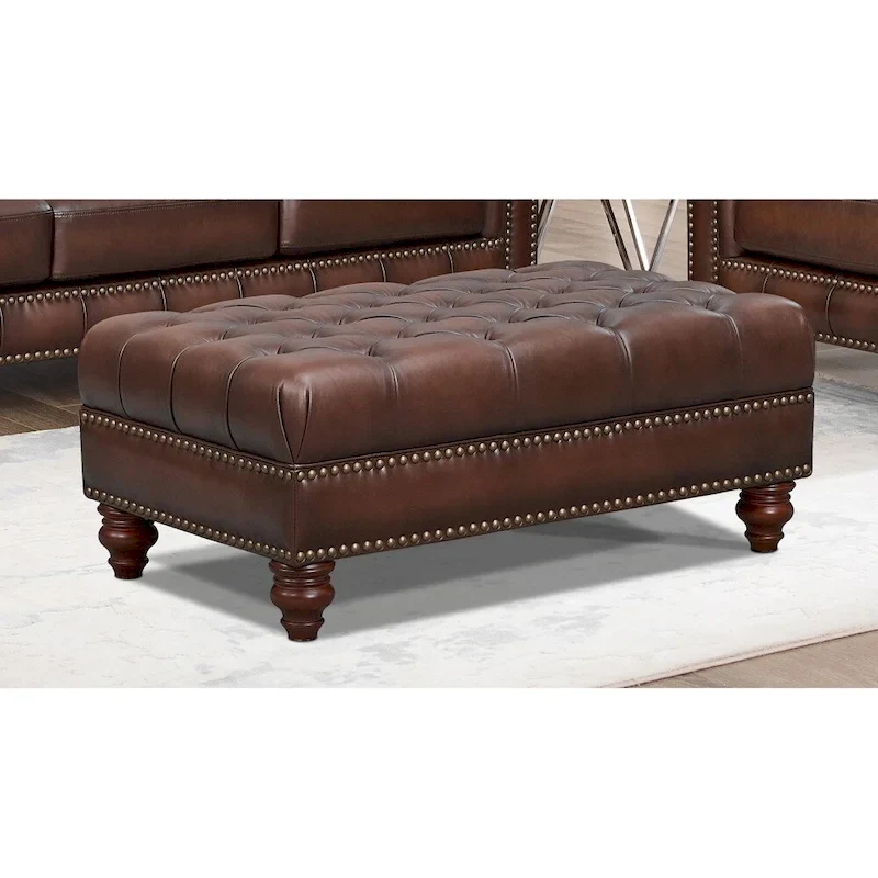 Hydeline Alton Bay Top Grain Leather Ottoman