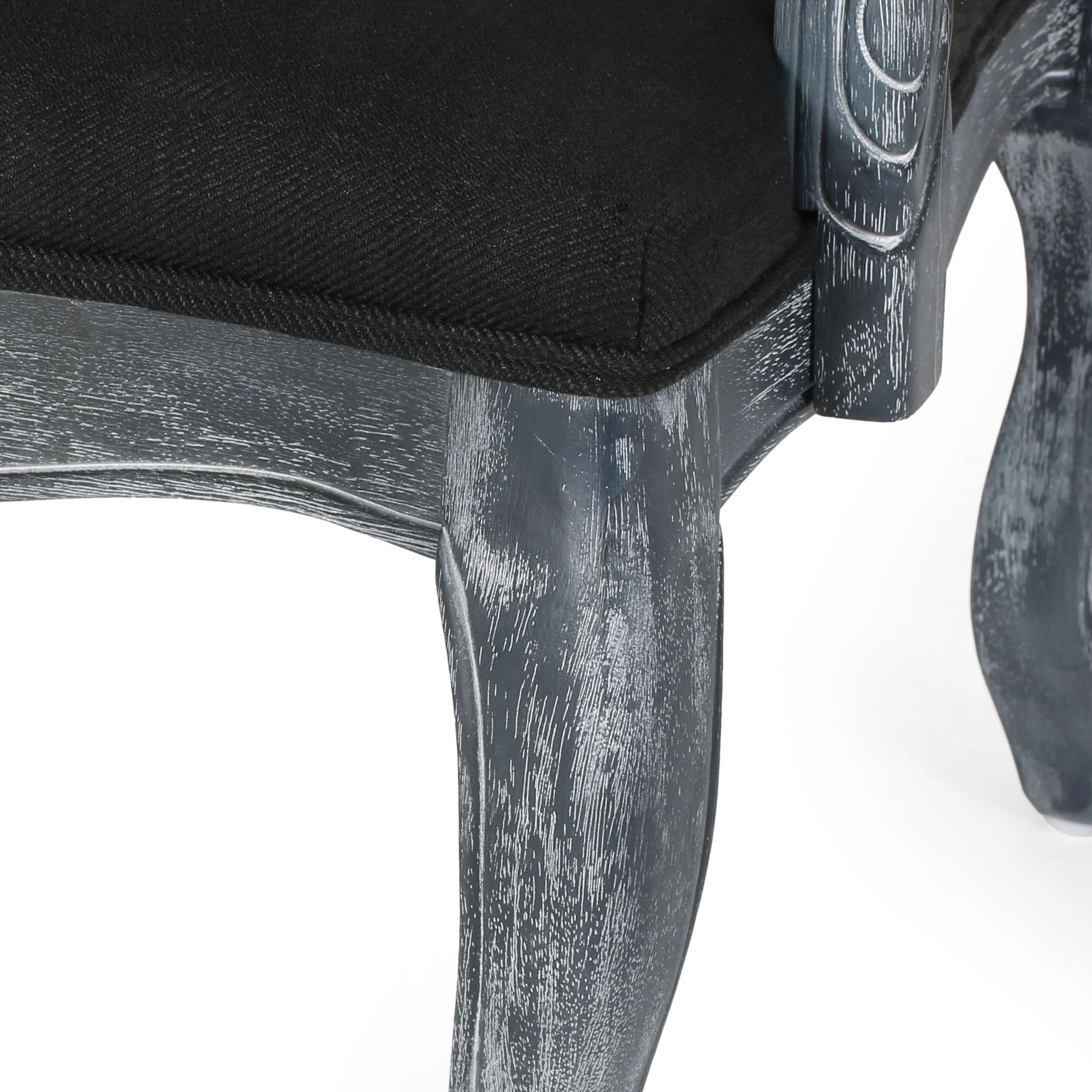 French Country Wood and Cane Upholstered Dining Armchair - NH542513