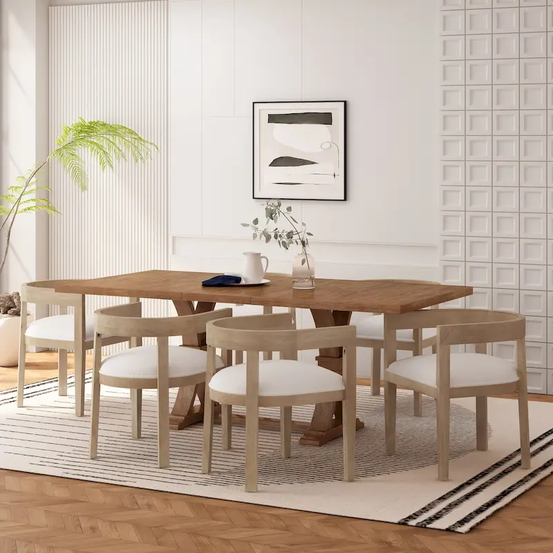 Hudson Fabric and Wood 7 Piece Dining Set by Christopher Knight Home