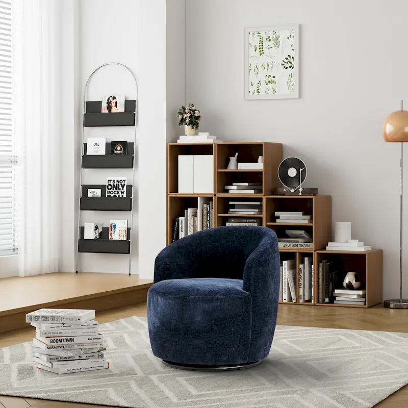 Ouyessir Accent Upholstered Round Velvet 360 Degree Swivel Sofa Chairs