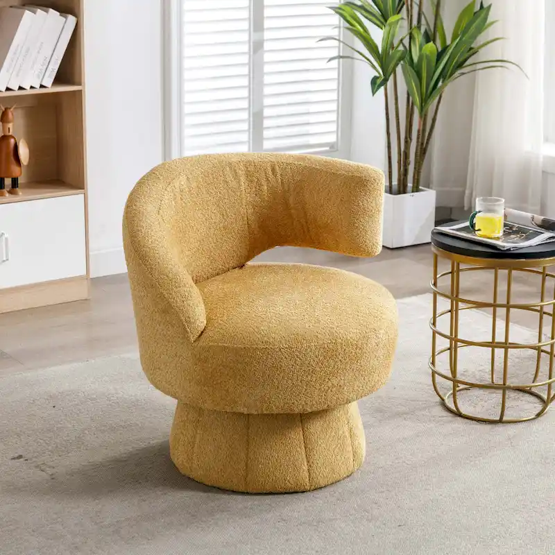 360 Degree Swivel Cuddle Barrel Accent Chairs with Wide Upholstered