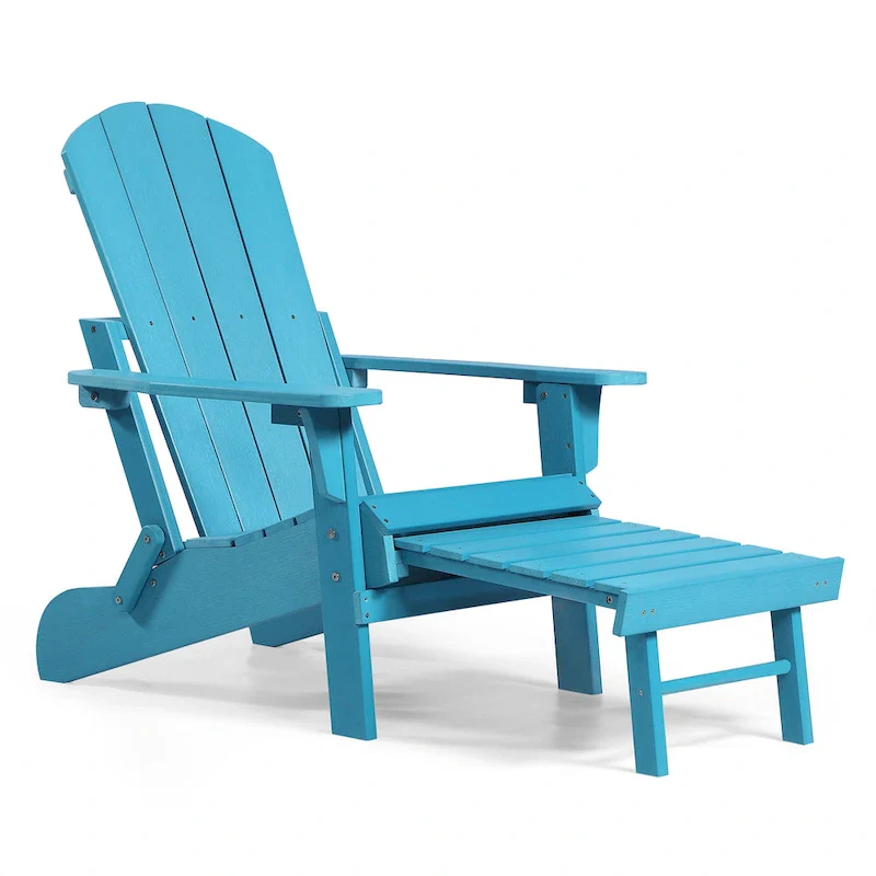 Seaton Folding Poly Adirondack Chair with Pull-out Ottoman, Set of 2