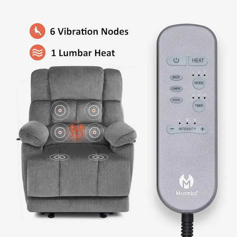 Electric Power Recliner Chair with Heat and Massage, Fabric