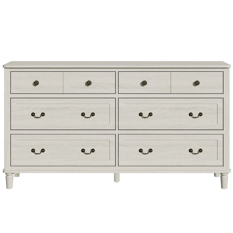 Extra Large 6 Drawer Dresser, Light Grey