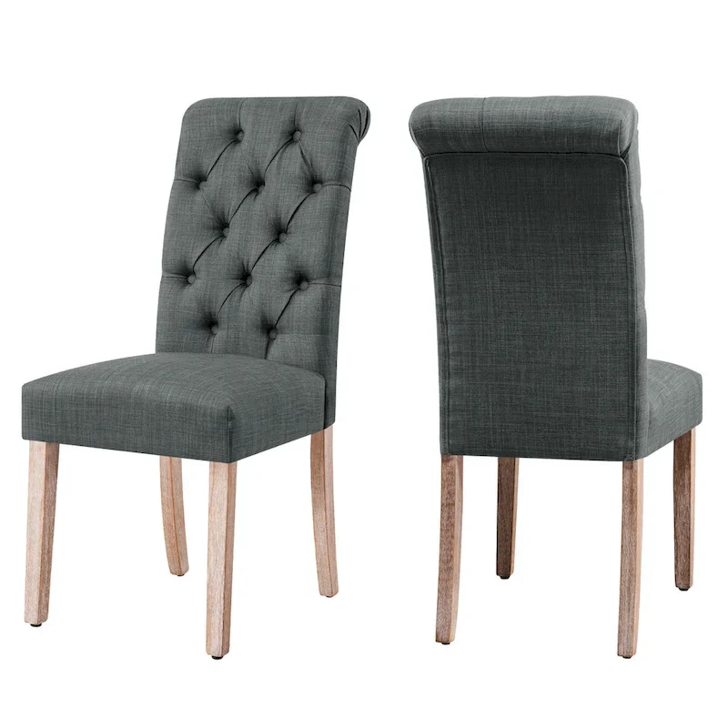 Subrtex(Set of 2)Linen Parsons Upholstered Button Dining Chair
