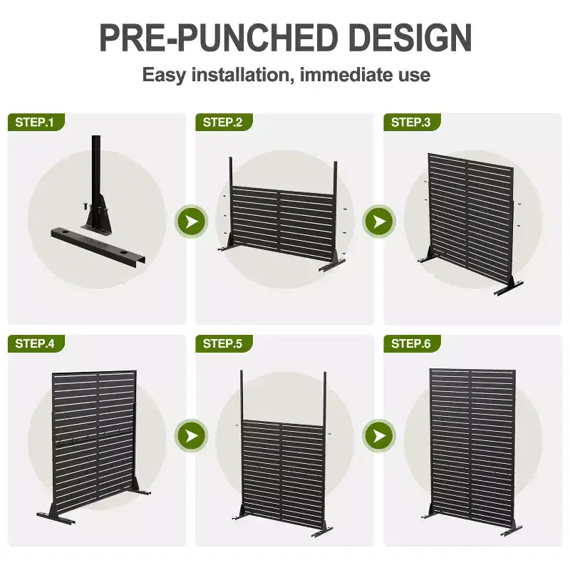 MAYEERTY Room Divider Screen Laurence Diamond Brown Arch Galvanized Sheet 72x35x16in 3-Piece Set