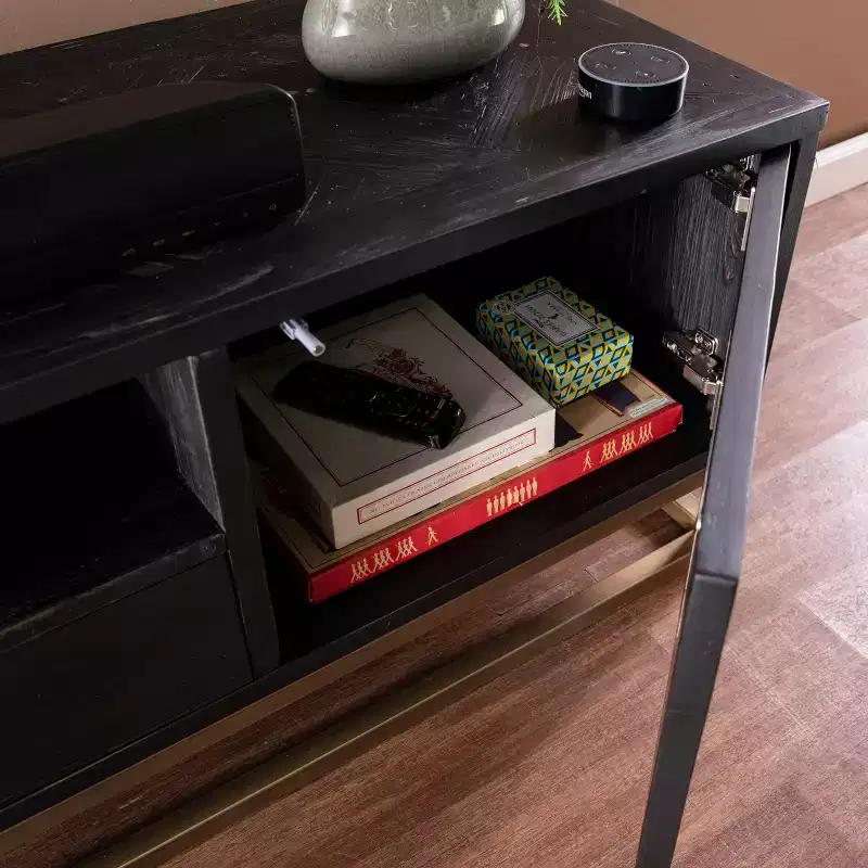 3-Shelf Iron & Wood Storage Console, Natural/Black, Single User