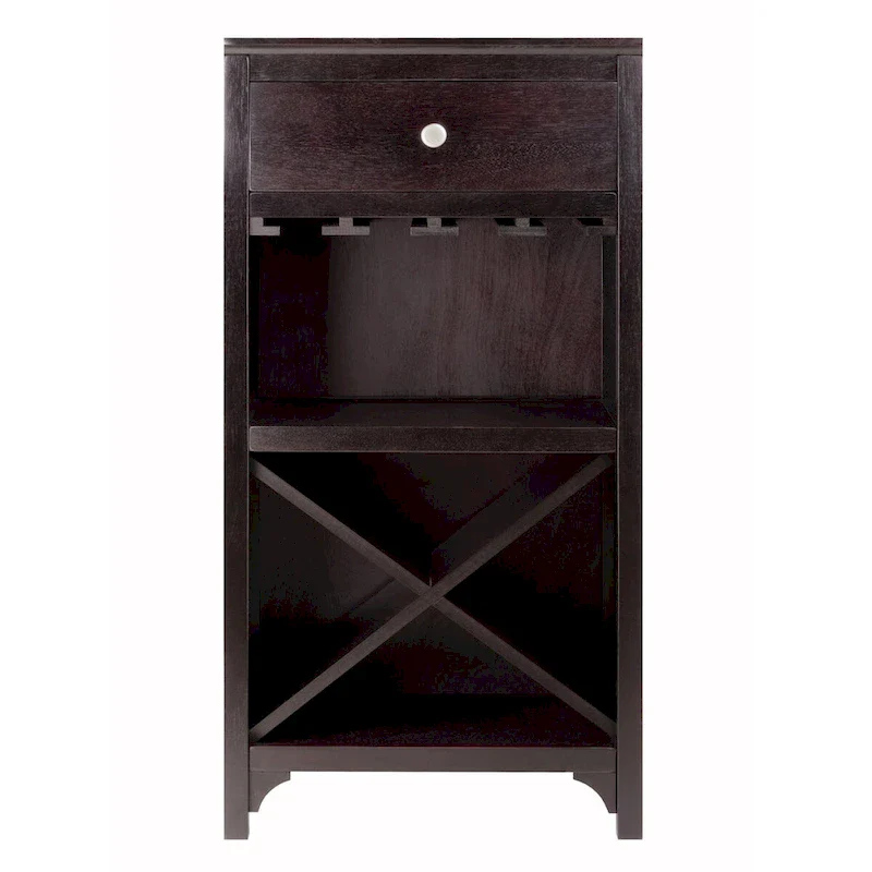 Ancona Wine Cabinet, Espresso - 19.09 x 12.6 x 37.52 inches