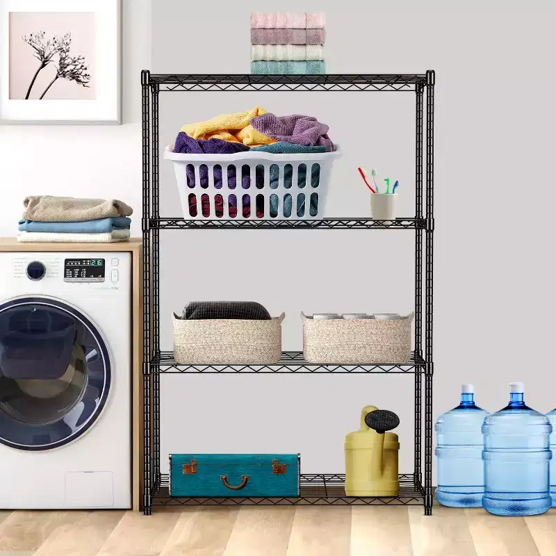 BestMassage 4-Tier Steel Wire Shelving Unit Storage Shelves with Wide-Span Shelves Perfect for Home Office or Commercial Use