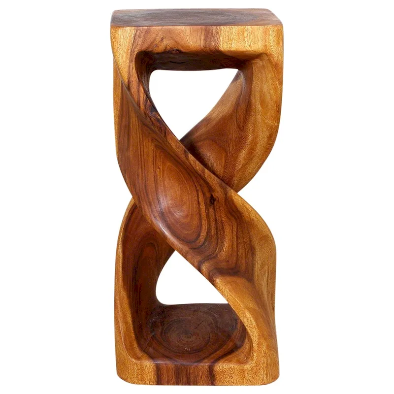 Haussmann Wood Double Twist Stool Table 12 in SQ x 26 in H Oak Oil - 12 x 12 x 26