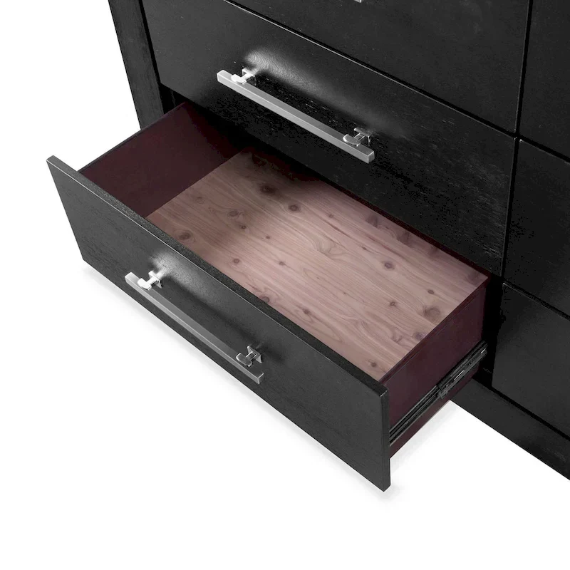 Furniture of America Alaric Modern Black Solid Wood 6-Piece King Bedroom Set Cedar-Lined Bottom Drawer