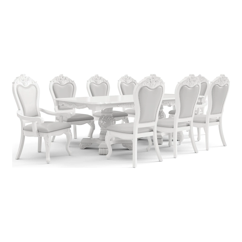 Furniture of America Eugene Traditional Solid Wood 9-Piece Expandable Dining Table Set