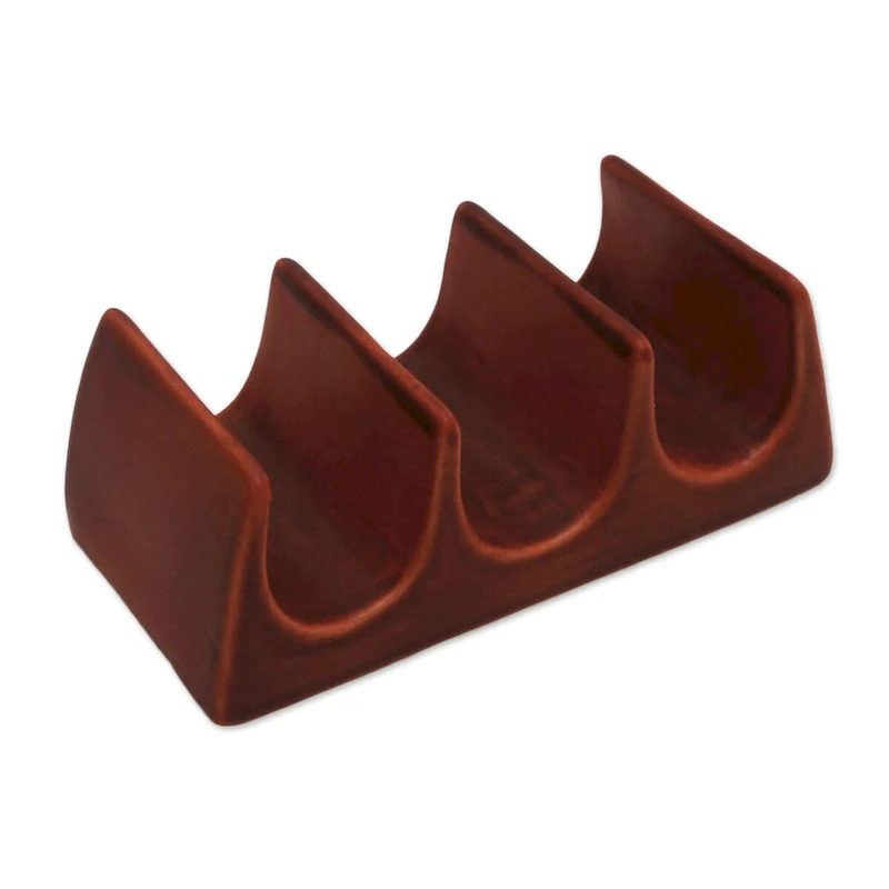 Novica Handmade Bali Waves Ceramic Taco Holder