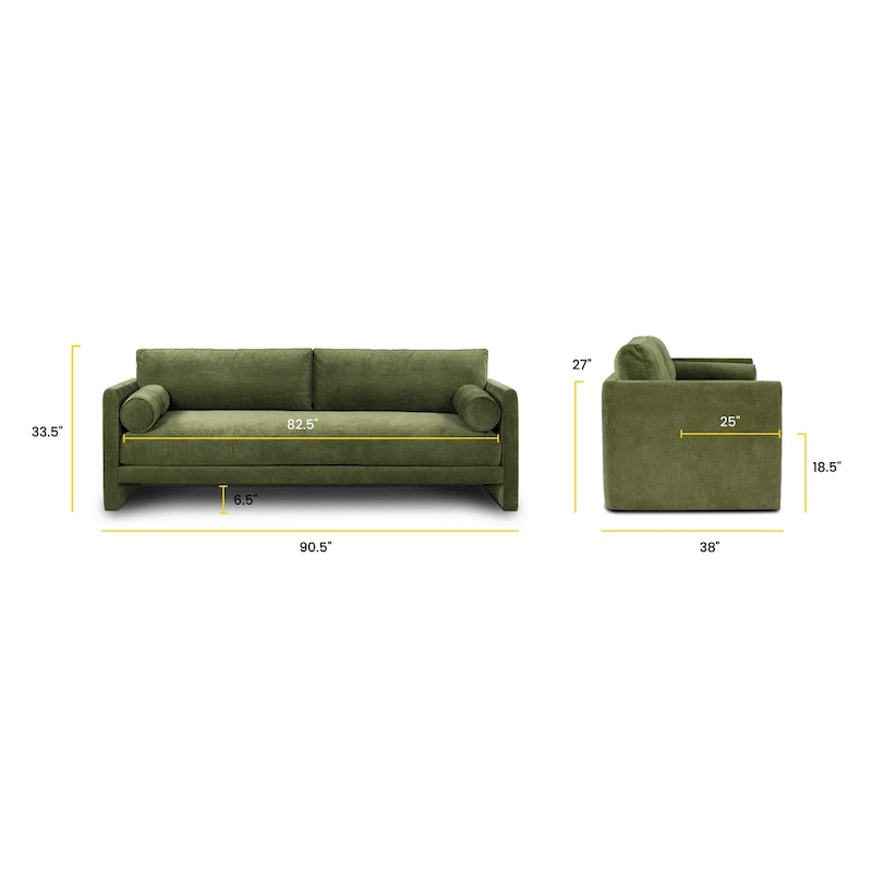 Poly & Bark Lea 90 Sofa - Includes 2 Bloster Pillows and Removable Cushion Covers