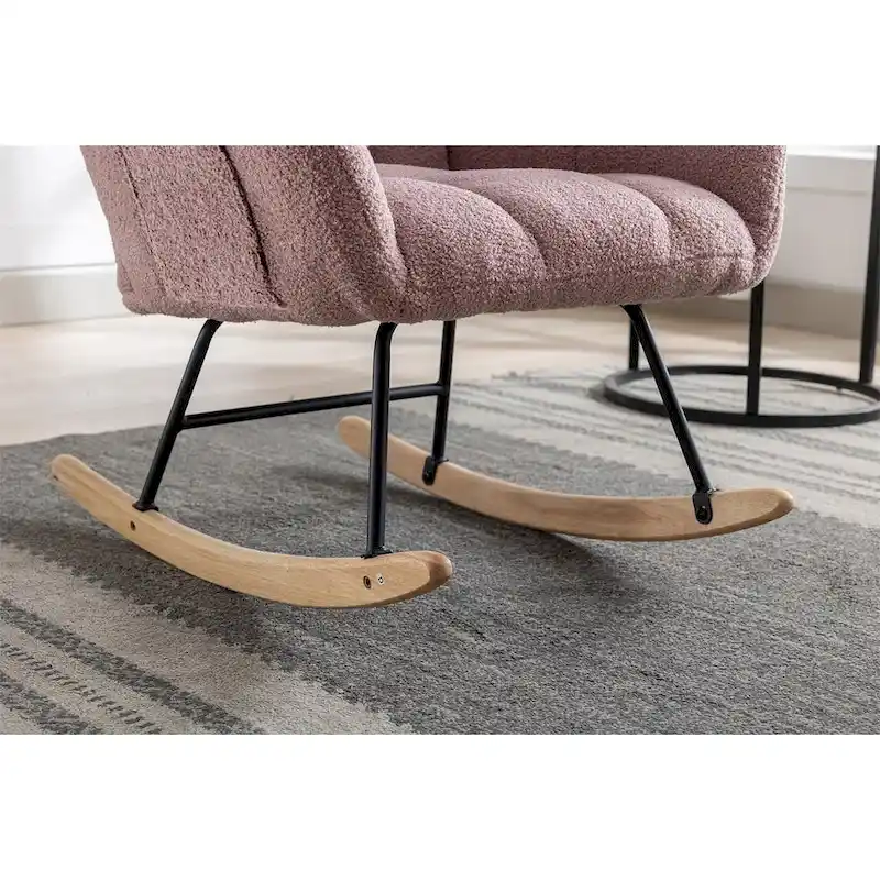 Rocking Chair Upholstered Glider Rocker Rocking Accent Chair Padded Seat with High Backrest Armchair