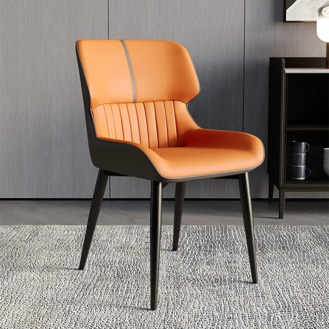 Leather Low Solid Back Armless Dining Side Chair