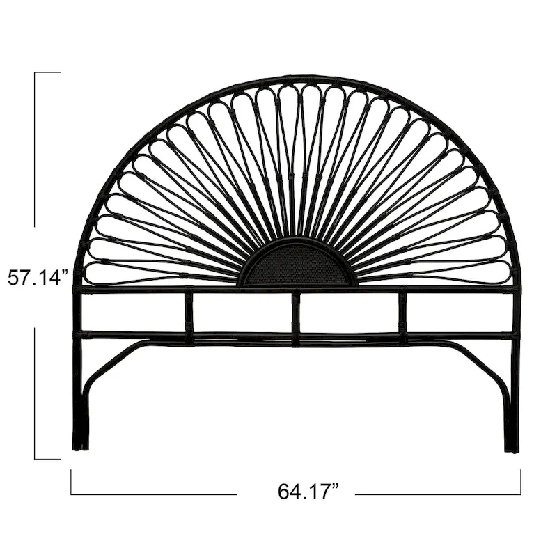 Rattan Sunburst Headboard with Wood Frame
