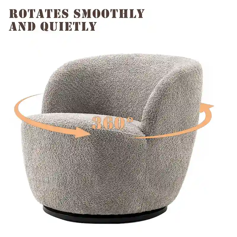 Single Fabric Modern Accent Chair 360 Degree Rotation Swivel Barrel Chairs