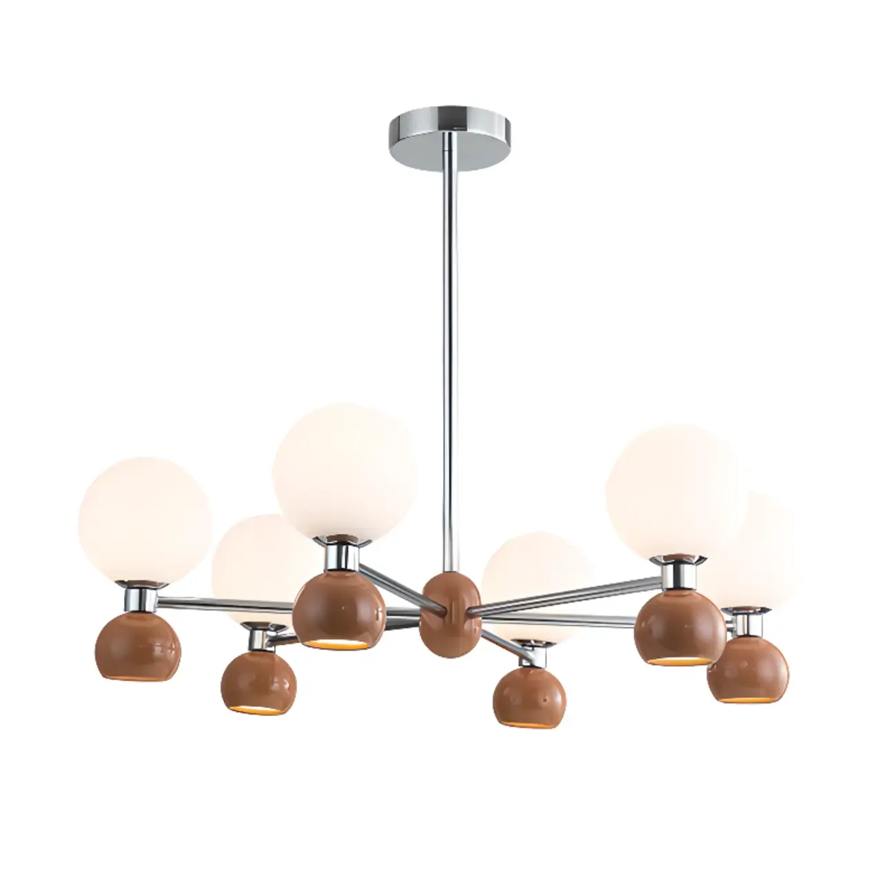 Modern Style White Globe Chandelier with Metal Frame