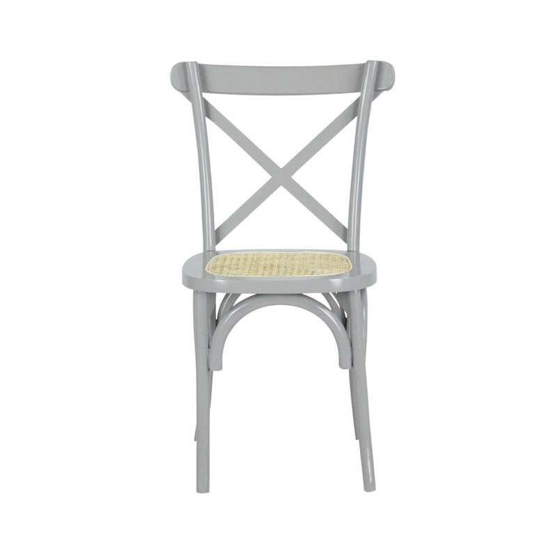 Colmar Classic Traditional X-Back Wood Rattan Dining Chair, Natural (Set of 2) by JONATHAN Y