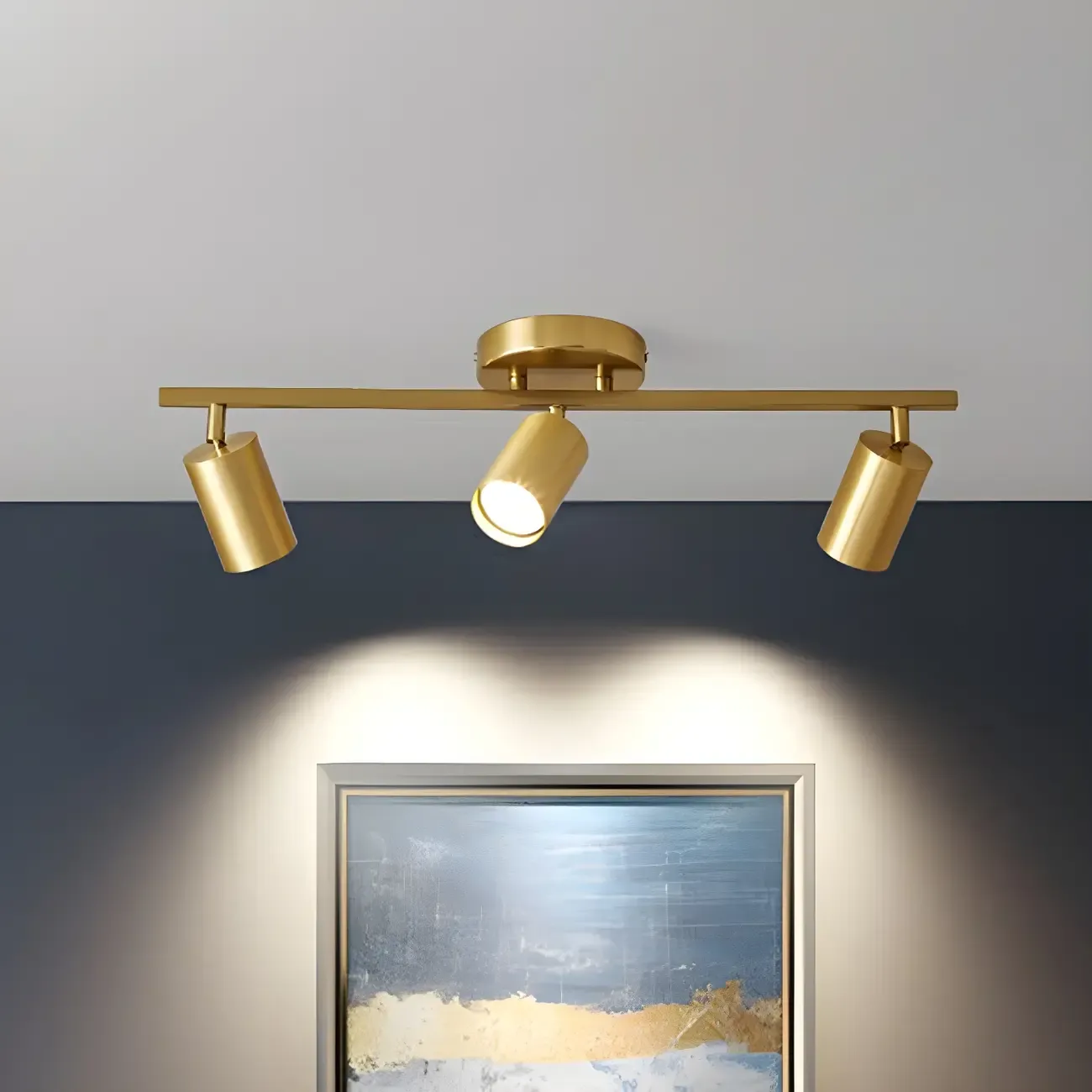 6-Light Modern Golden Swing Arm Semi Flush LED Track Light