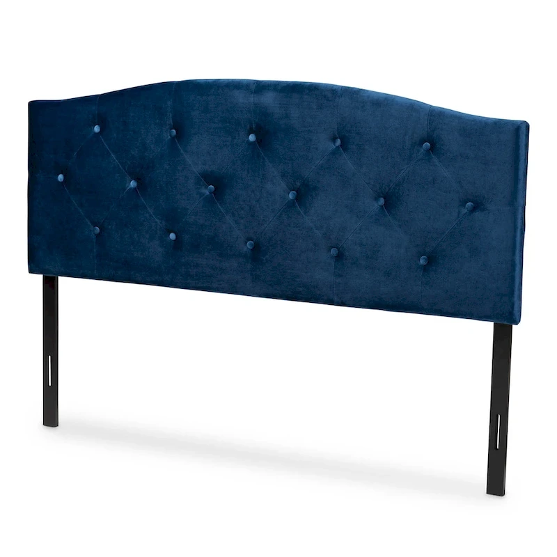 Leone Modern and Contemporary Velvet Upholstered Headboard-Navy Blue