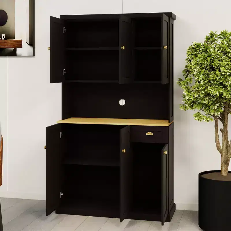 AndMakers Wood 39.76 in. Pantry Cabinet with Adjustable Shelves