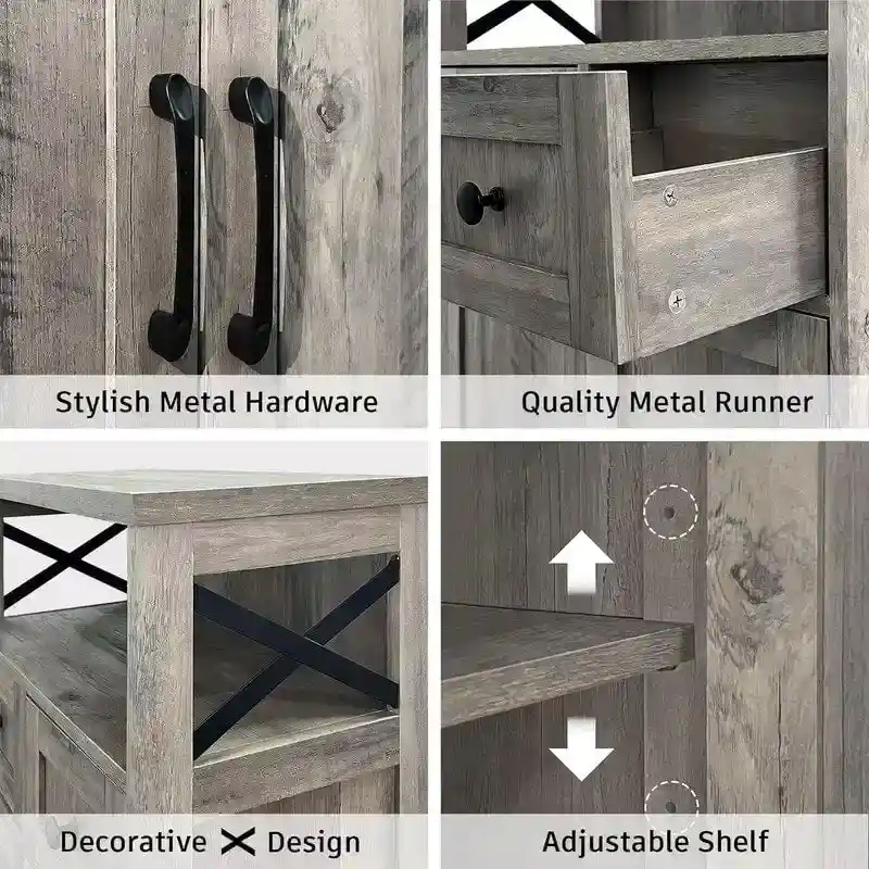 Freestanding Pantry Storage Cabinet with Doors & Drawers – Brown / White / Grey, Single