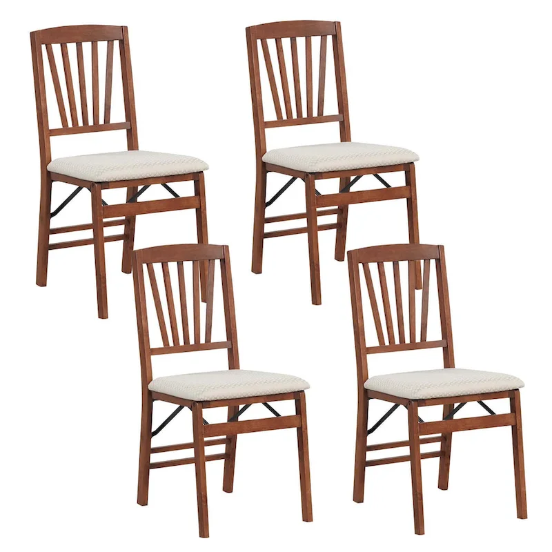 Costway 2/4 Set Kitchen Chairs with Rubber Wood Frame Upholstered Seat