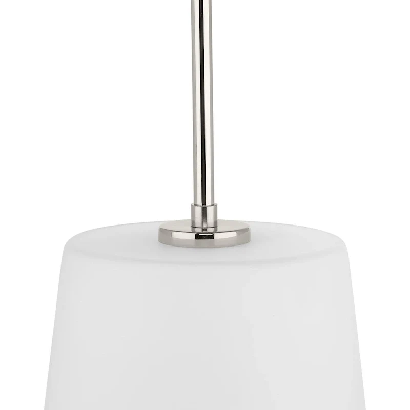Clarion Collection One-Light Polished Nickel Etched White Transitional Pendant - 10.5 in x 10.5 in x 15.87 in