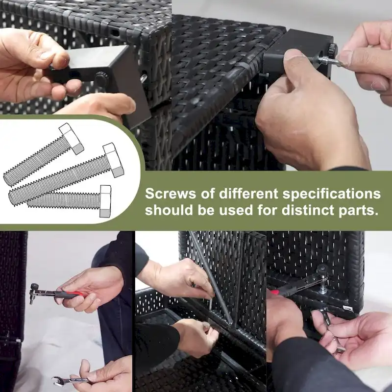 7 Pieces Patio Furniture Sets with Blue Cushions and Coffee Table